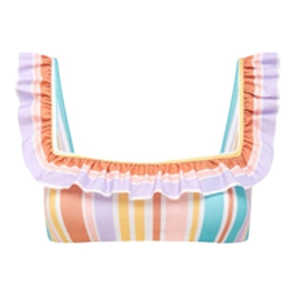 EPHEMERA Flounce Bra and High Waisted Bikini Pant in Bonbon Stripe NWT - Picture 4 of 12